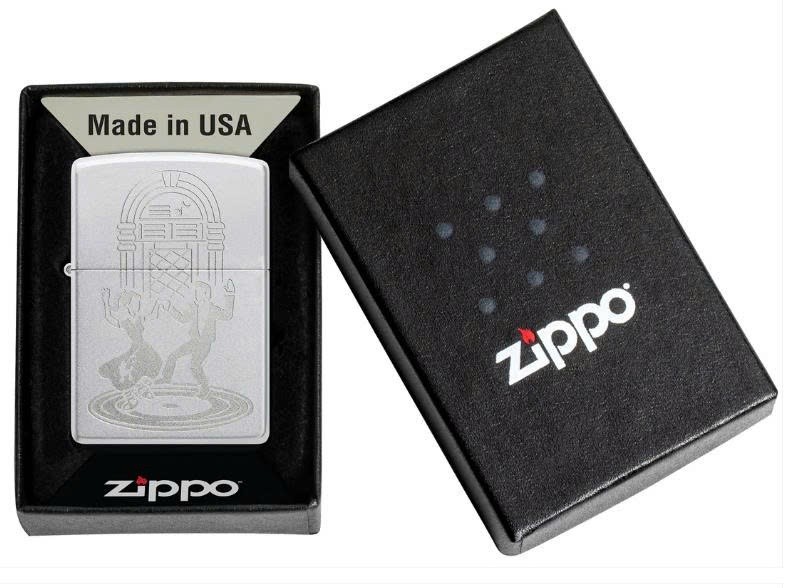 ZIPPO 48728 Swing Dancing Lustre Etch, Satin Chrome Lighter