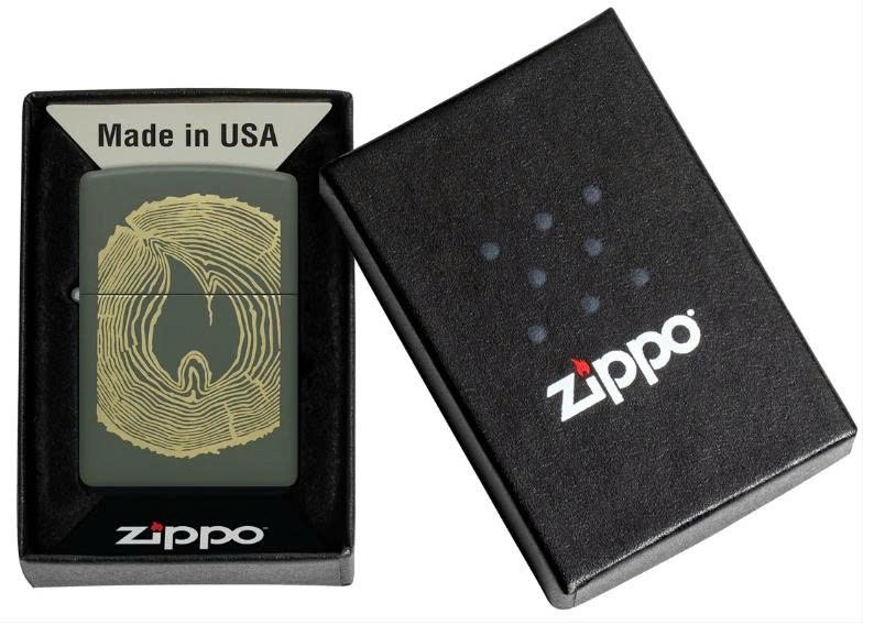 ZIPPO 48959 Wood Ring Design, Green Matte Lighter