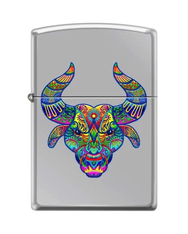 ZIPPO 250-095844 Bull Design, High Polish Chrome Lighter
