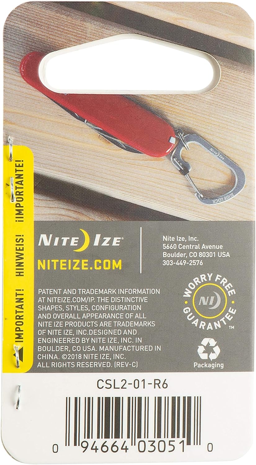 Nite Ize - Móc khóa CSL2-01-R6 - Slidelock #2 Carabiner (Thép đen Black Oxit)