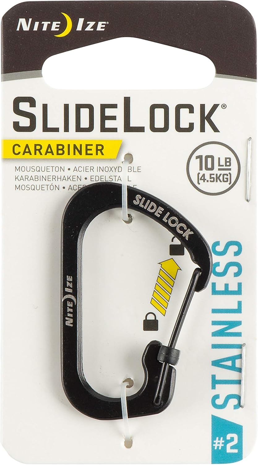 Nite Ize - Móc khóa CSL2-01-R6 - Slidelock #2 Carabiner (Thép đen Black Oxit)
