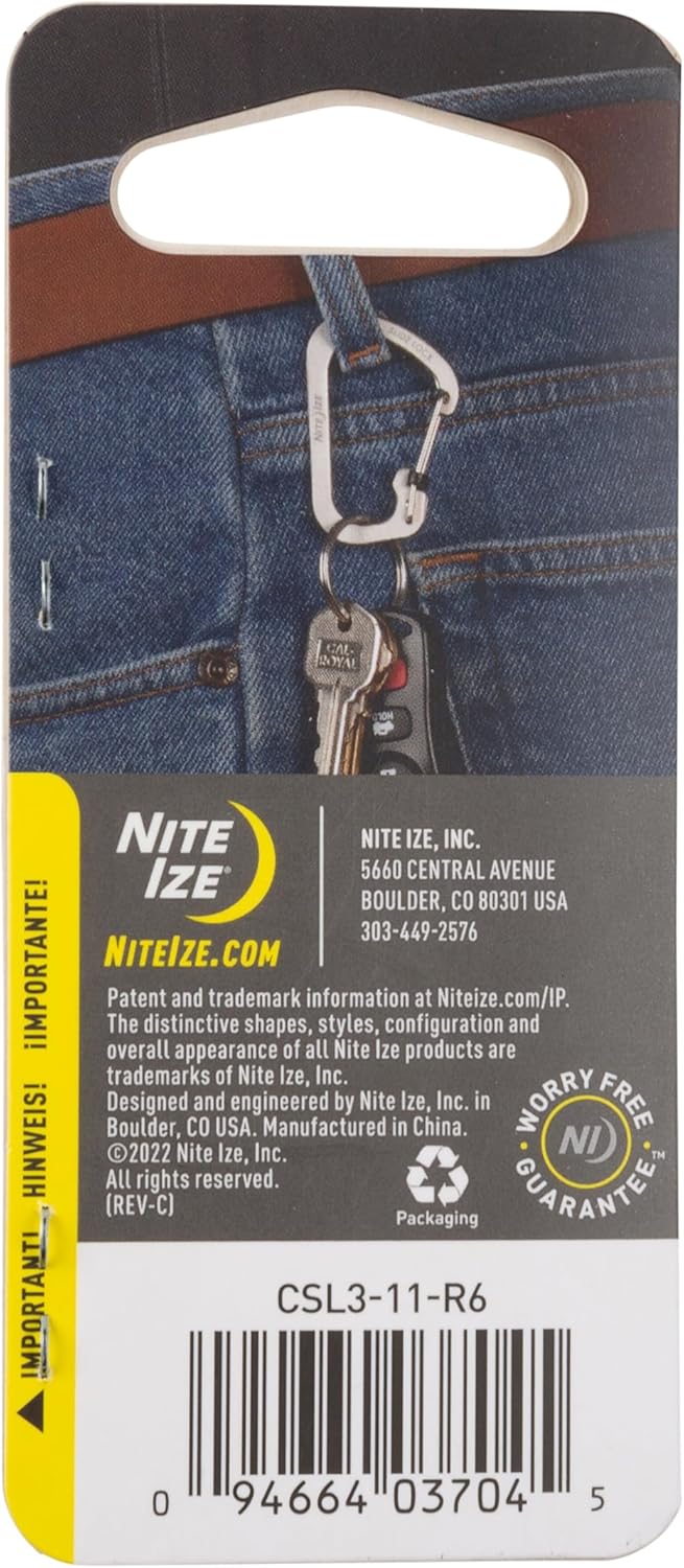 Nite Ize - Móc khóa CSL3-11-R6 - Slidelock Size #3 Carabiner (Thép không gỉ)