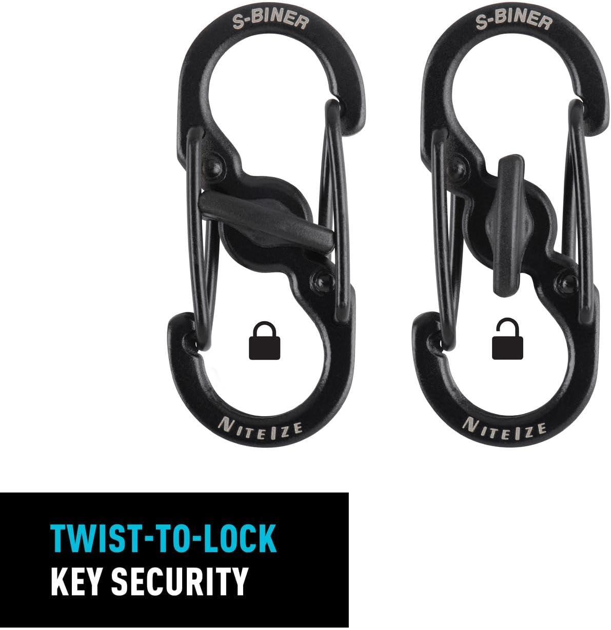 Nite Ize - Móc khóa LSBM-01-2R3 - S-Biner Microlock pack 2 (Thép đen Black Oxit)