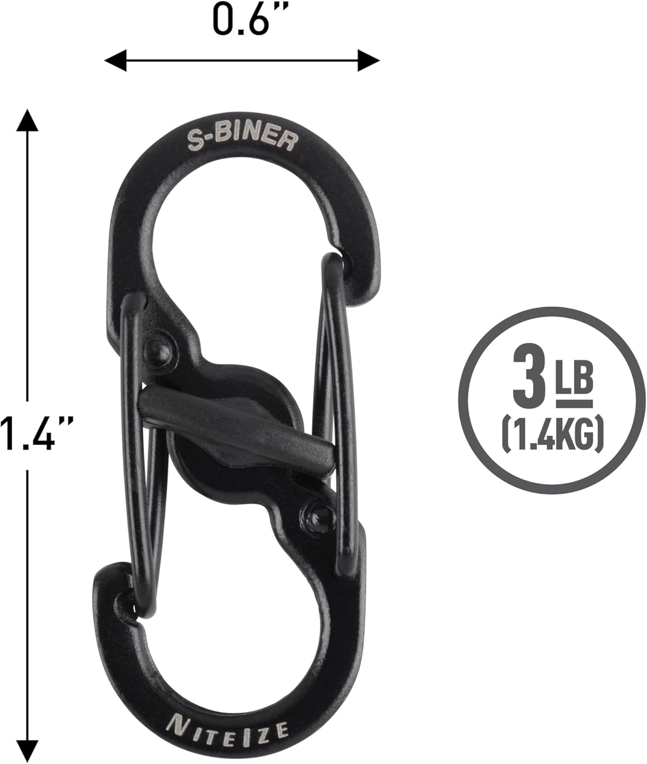 Nite Ize - Móc khóa LSBM-01-2R3 - S-Biner Microlock pack 2 (Thép đen Black Oxit)