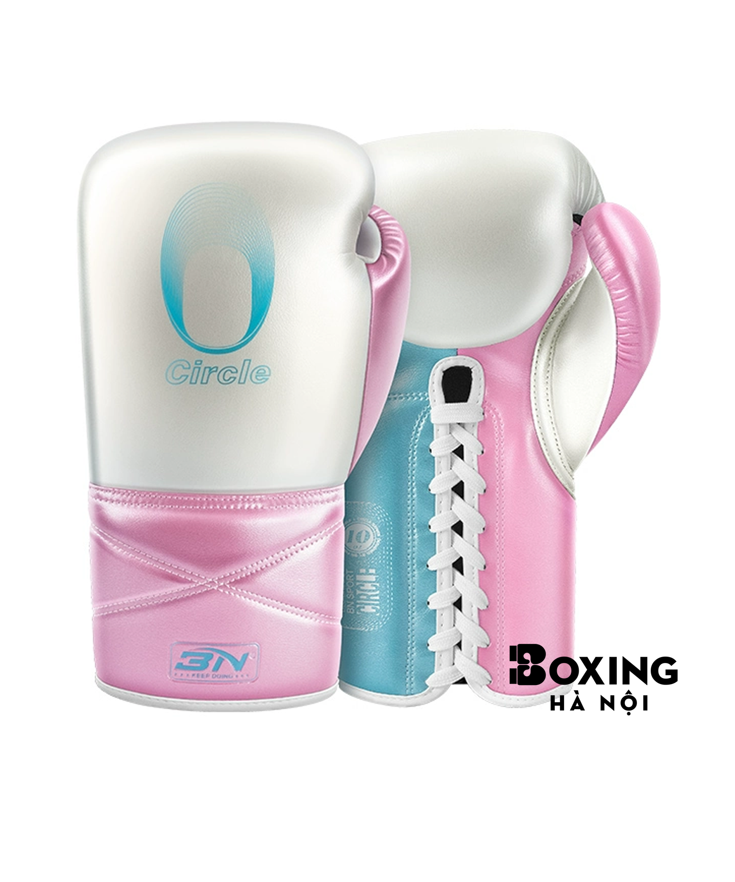 GĂNG TAY BOXING BN CIRCLE LACE-UP GLOVES - WHITE/PINK