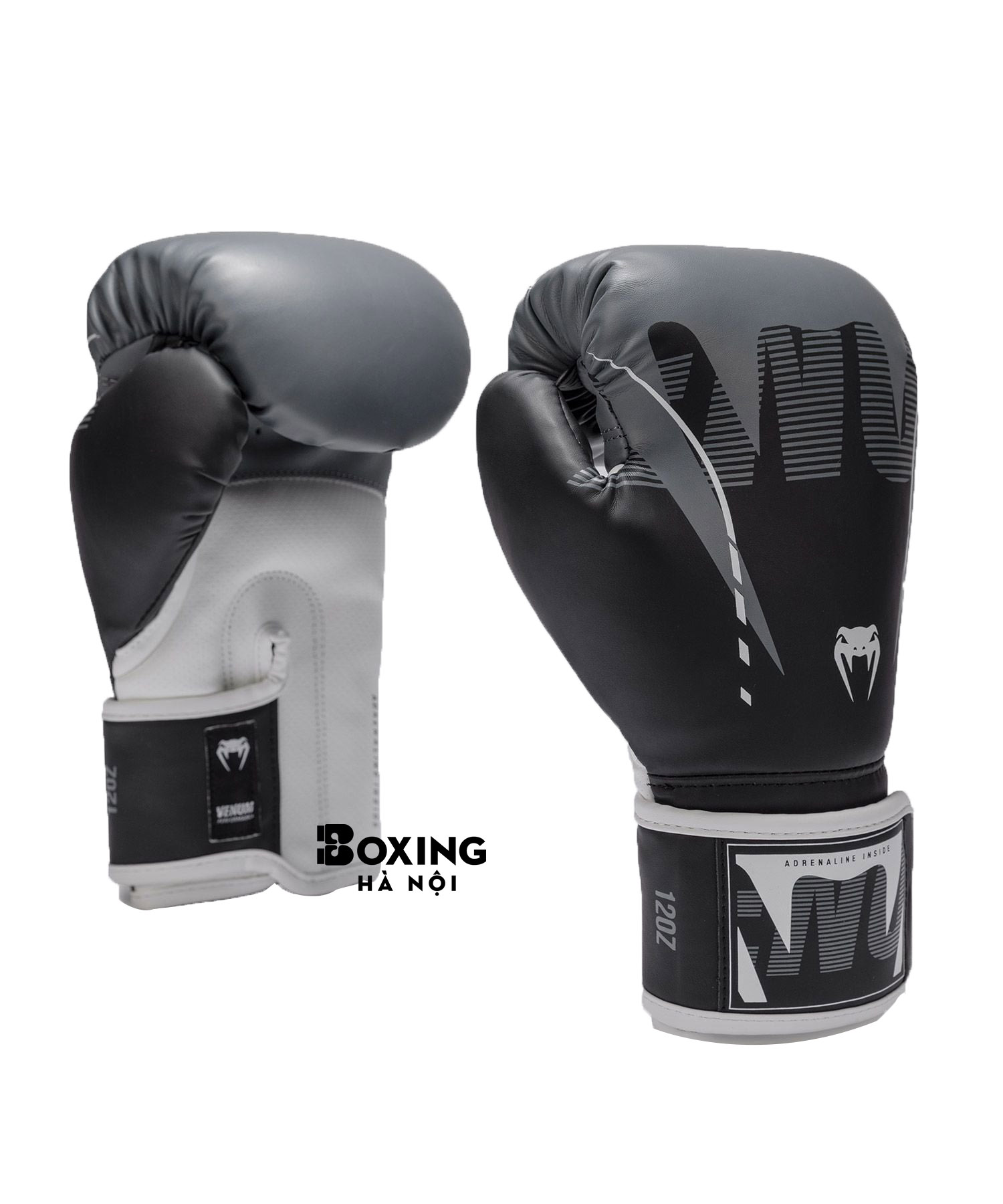 GĂNG TAY VENUM ADRENALINE BOXING GLOVES - BLACK/SILVER GREY