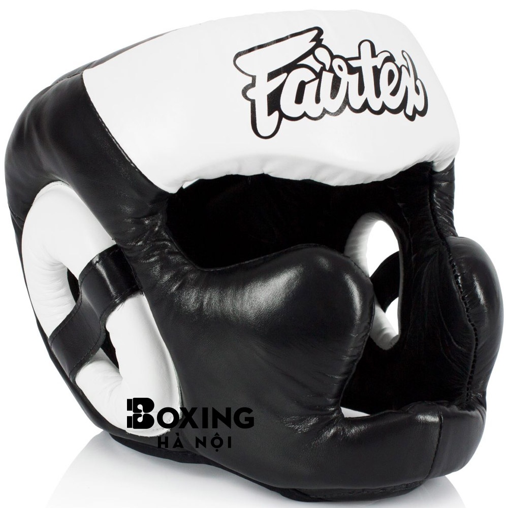 MŨ BẢO HỘ FAIRTEX DIAGONAL VISION SPARRING HEADGEAR - FULL HEAD COVERAGE - BLACK/WHITE