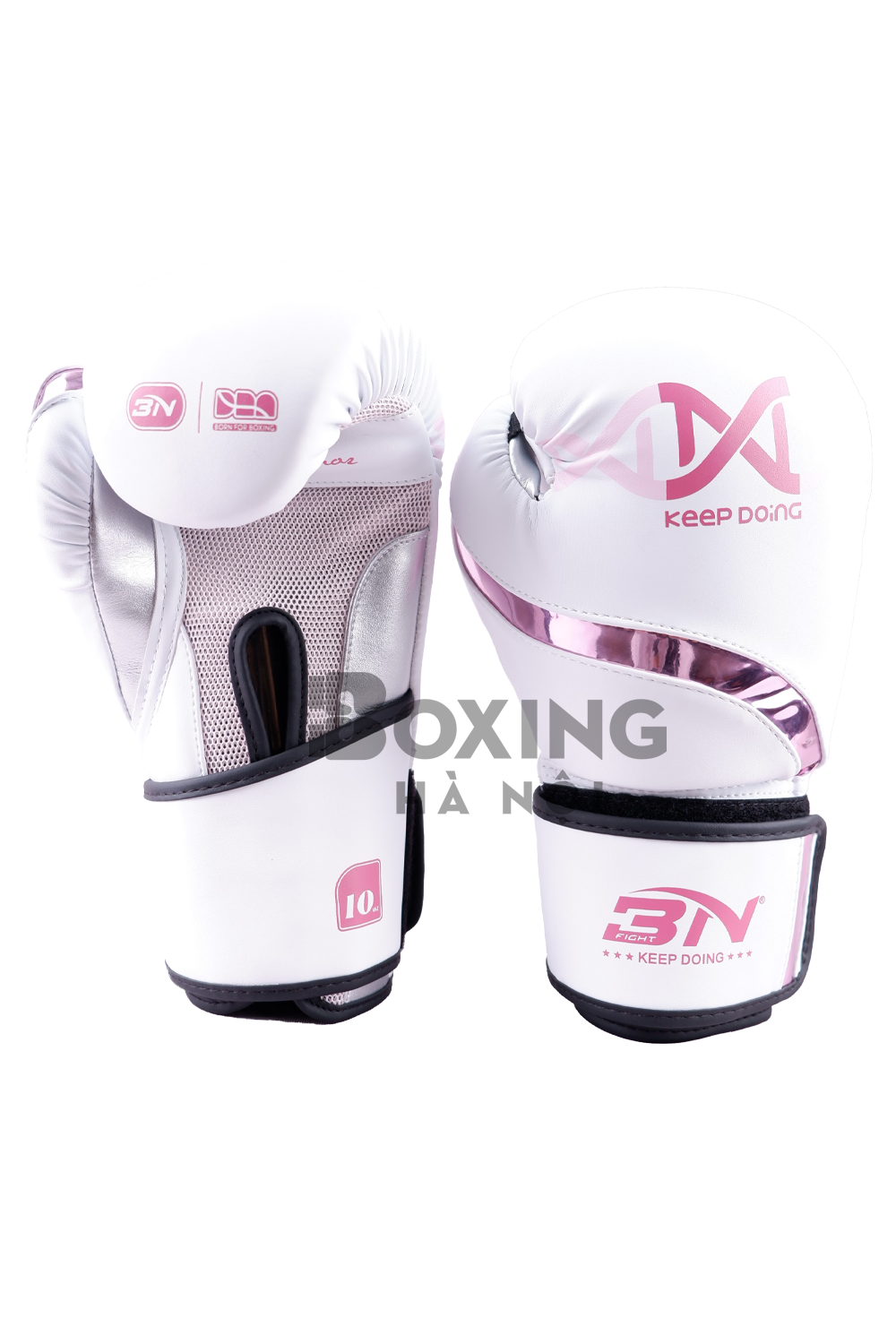 GĂNG TAY BOXING BN KD GLOVES - WHITE/SILVER/PINK