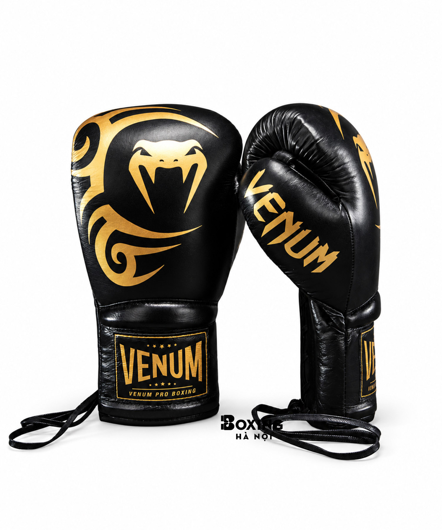 GĂNG TAY BOXING BUỘC DÂY VENUM GIANT 2.0 MIKE TYSON PROFESSIONAL GLOVES – LACE-UP - BLACK/GOLD