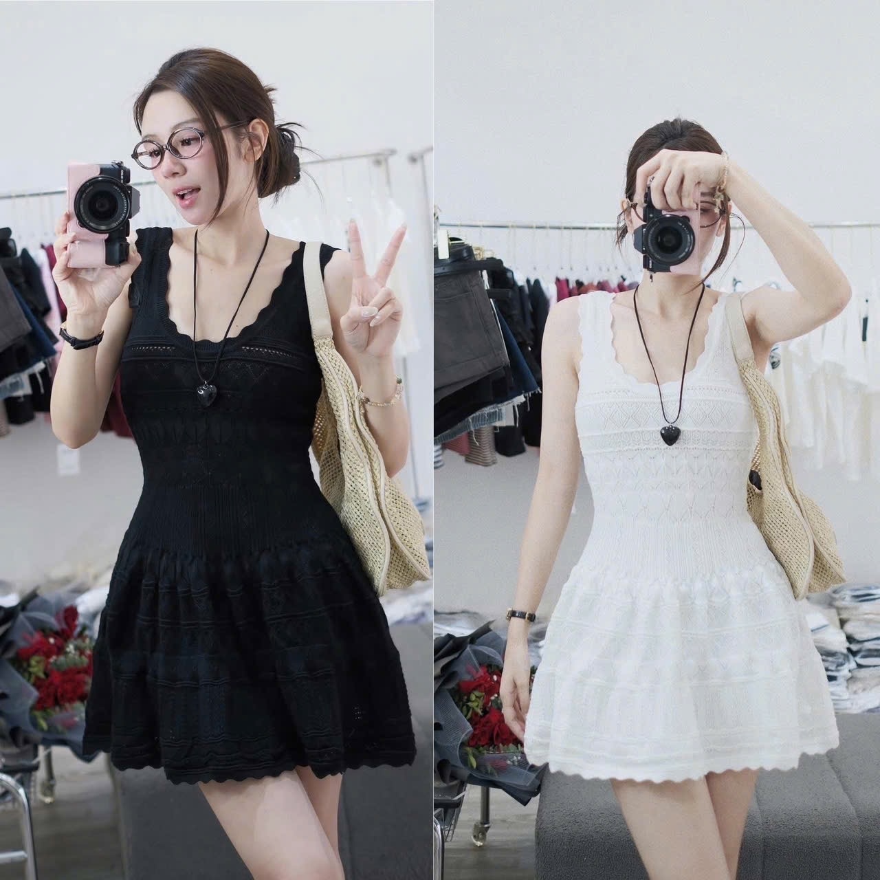 VÁY ĐAN 2S QC ĐEN TRẮNG