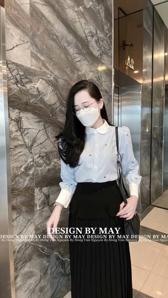 ÁO SƠ MI GU KẺ CỔ SEN