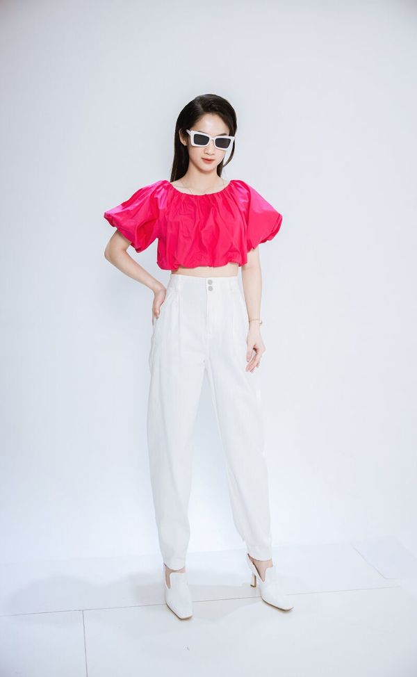 Áo croptop tay bom phồng