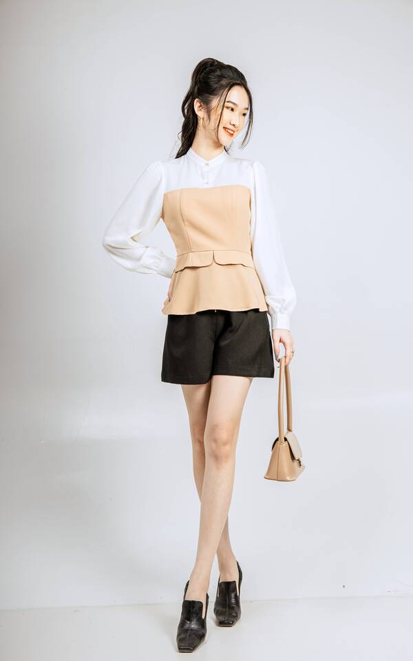 Áo cổ tàu peplum