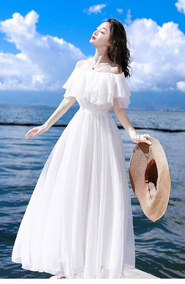 váy 2 dây ôm ngực dáng dài, đầm maxi đi biển bầu bí phom rộng mặc thoải mái  | Shopee Việt Nam