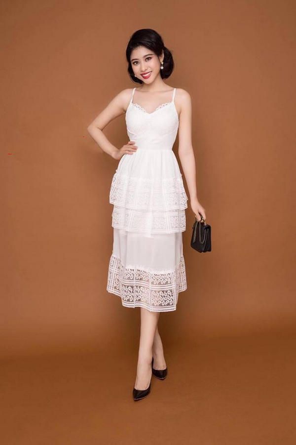 ORDER] Đầm hai dây Valentino màu trắng đính sequin