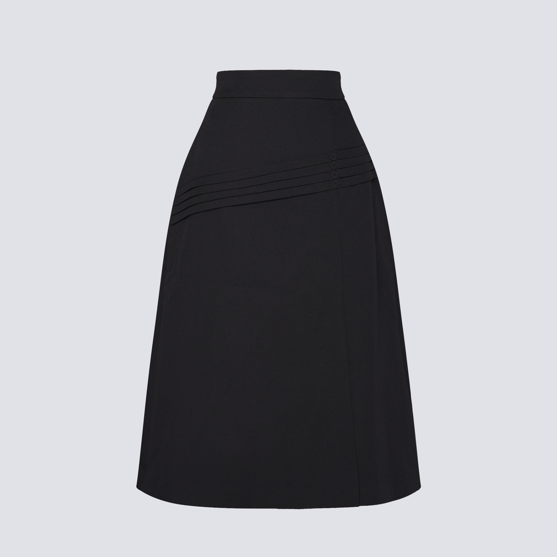 36532B62 - Chân váy đen giả da, dáng A tà bong túi ốp (Limitted) Thời trang  nữ Toson