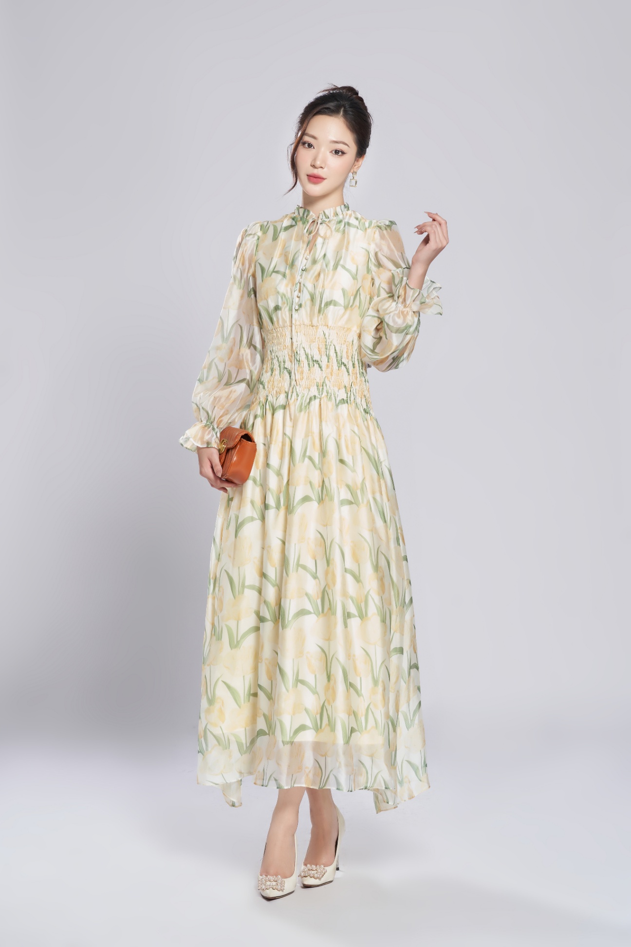 V2261 - Váy bò dáng lỡ chun eo(kèm đai) - Thời trang công sở nữ - Bazzi.vn