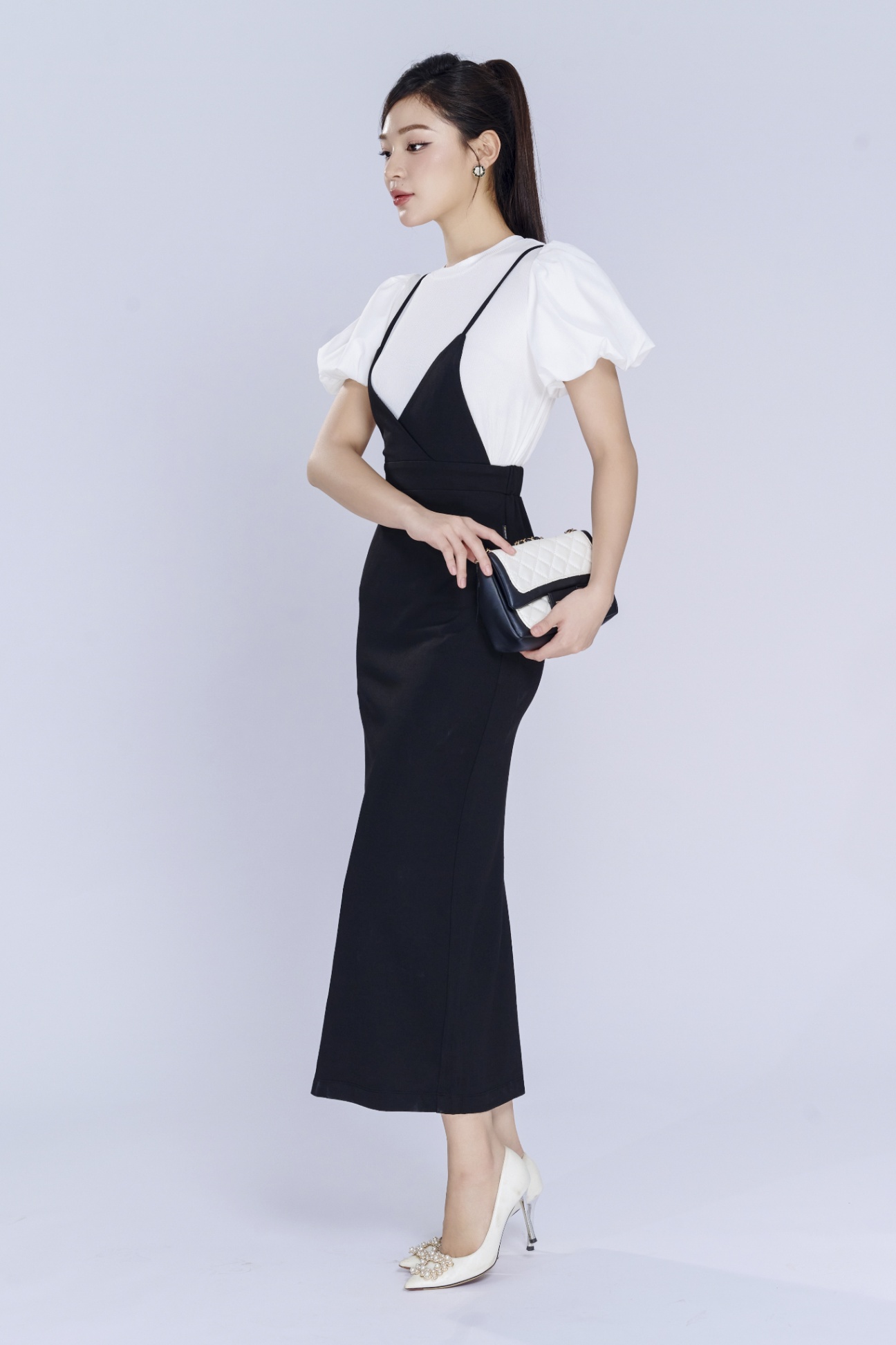 ☘Set áo mix váy yếm hoa đuôi cá(FREESHIP TOÀN QUỐC)Áo vải voan lụa mềm mại,  tay bồng dài y mẫu | Shopee Việt Nam