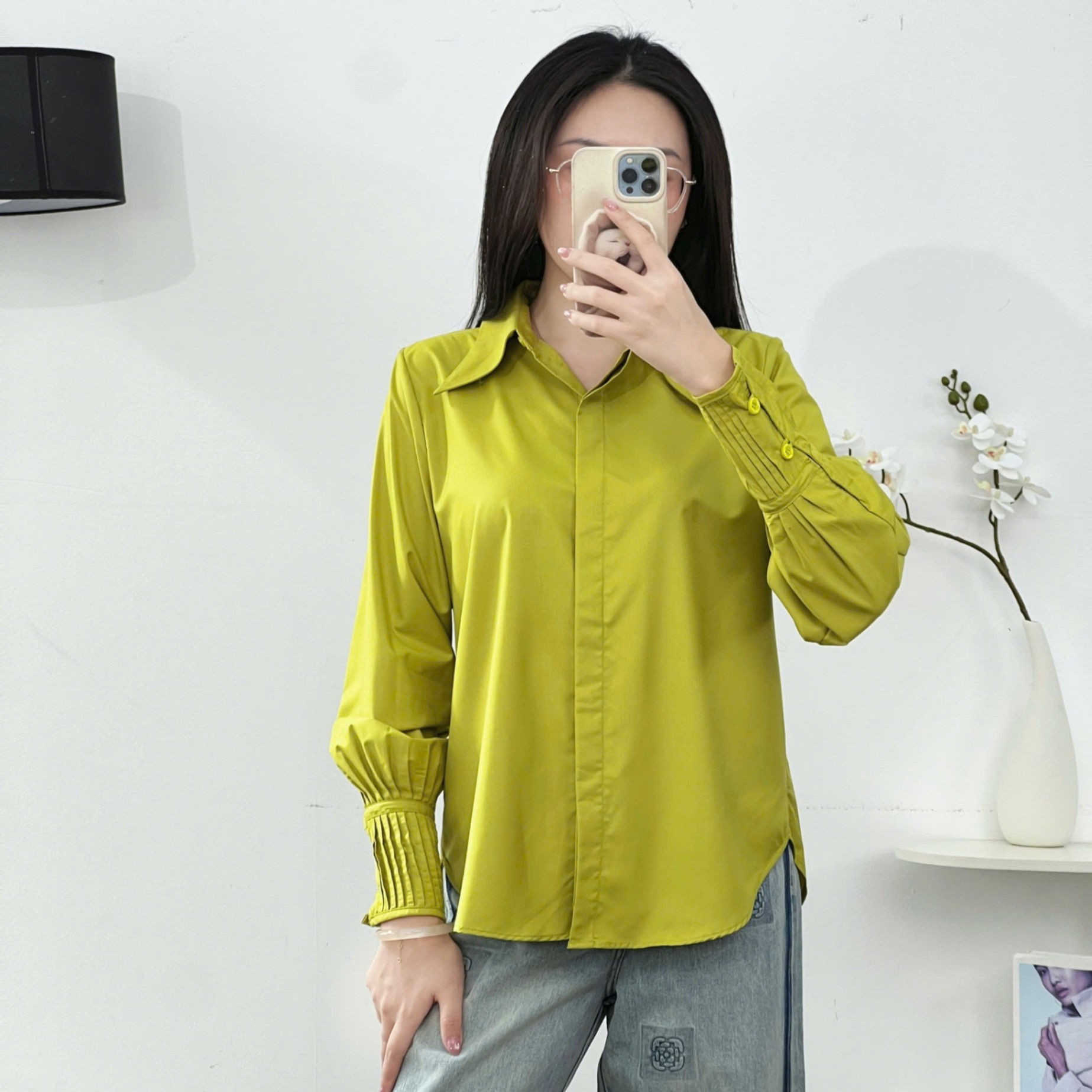 Sơ mi kiểu bấu ly tay