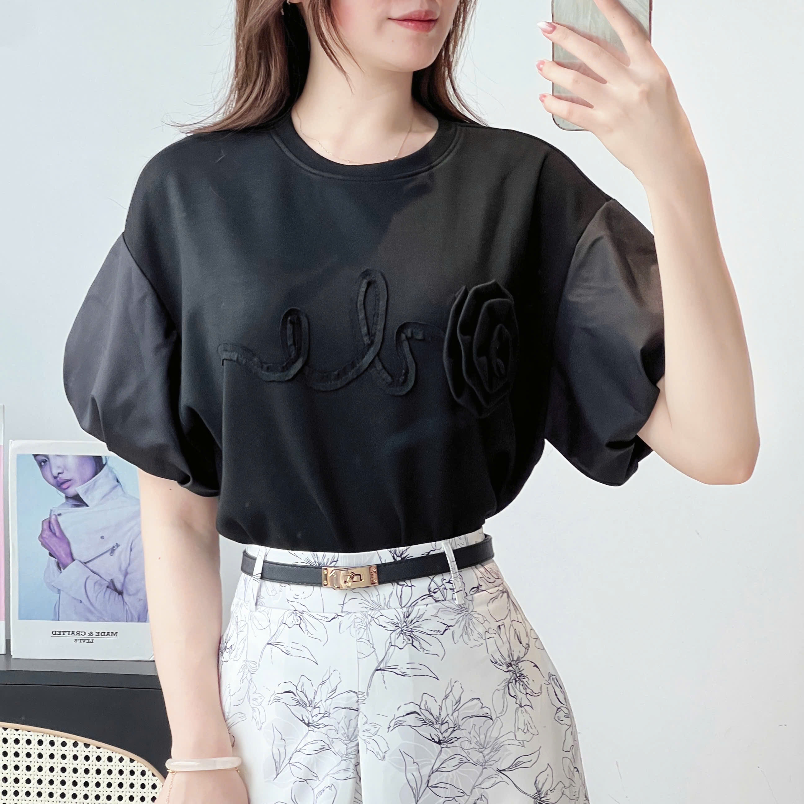 Áo thun Rose tay bom