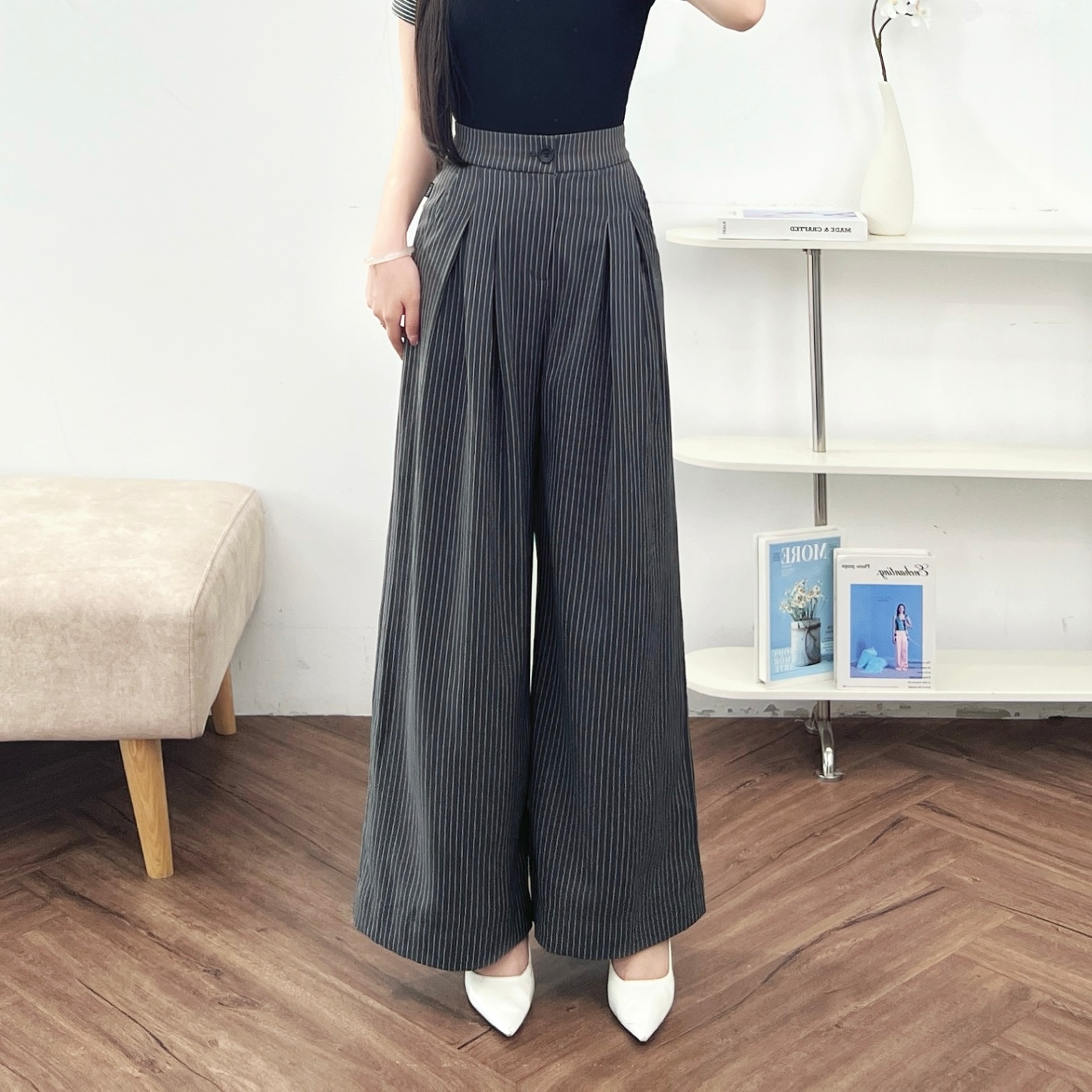 Quần suông 2 ly kẻ