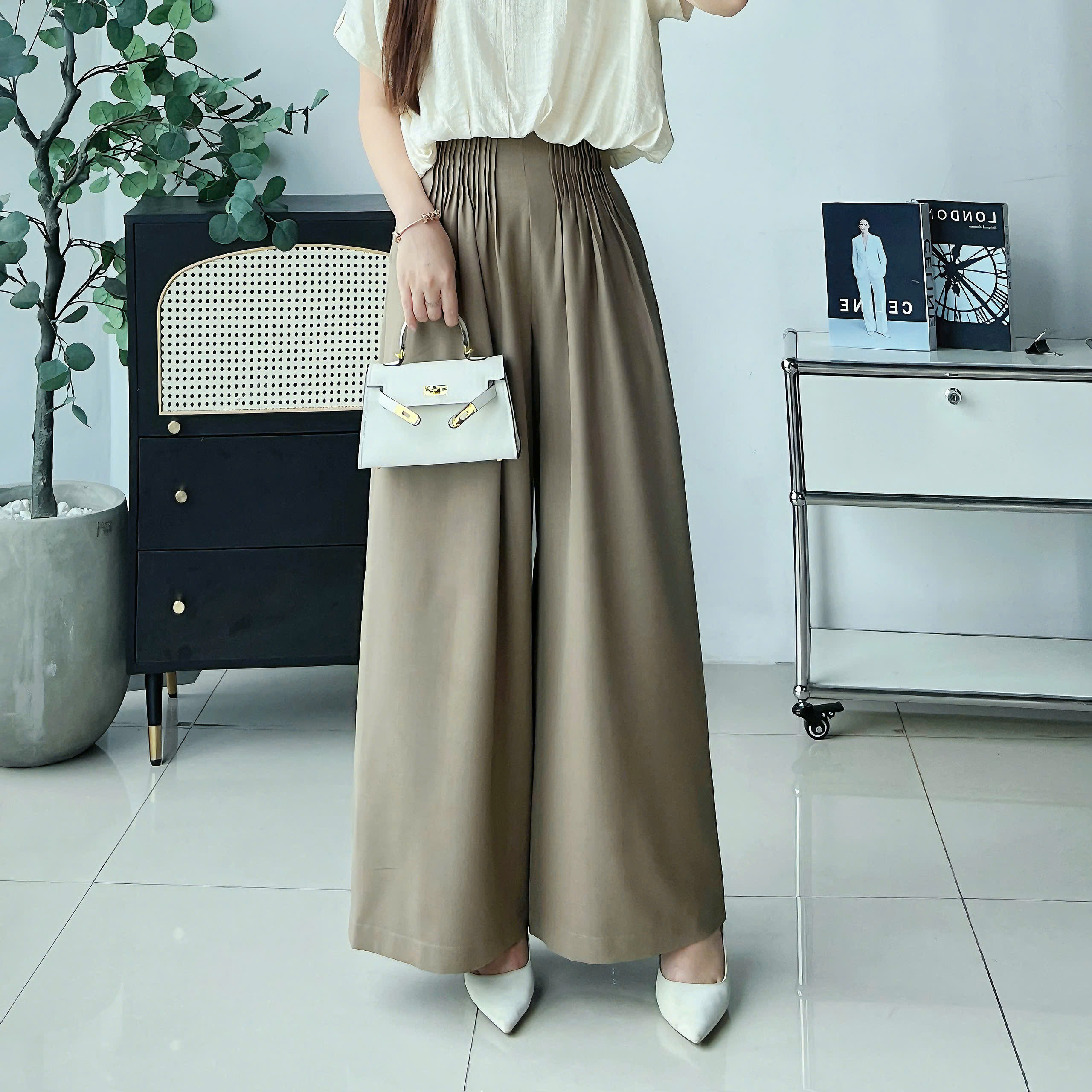 Quần suông cạp ly bấu