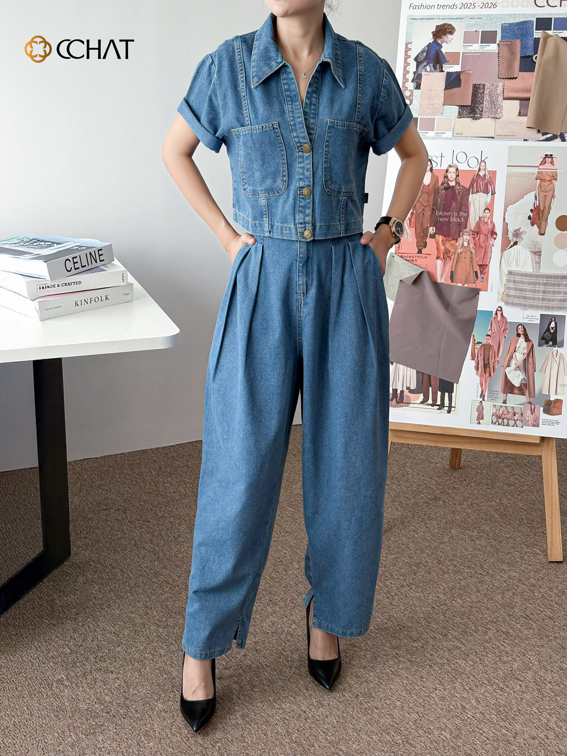 Set bộ jeans Wiphanis - xanh - M