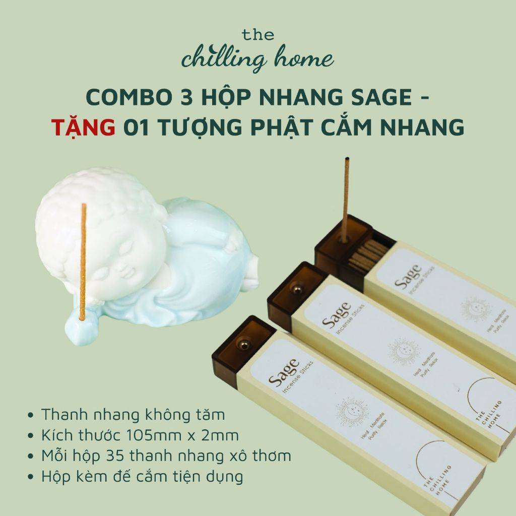 Combo 3 Hộp Nhang Xô Thơm Tặng Tượng Phật