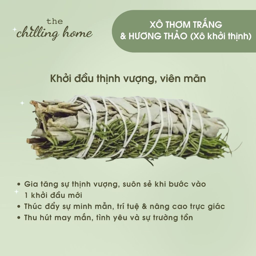 Xô Thơm Trắng Hương Thảo (White Sage & Rosemary)
