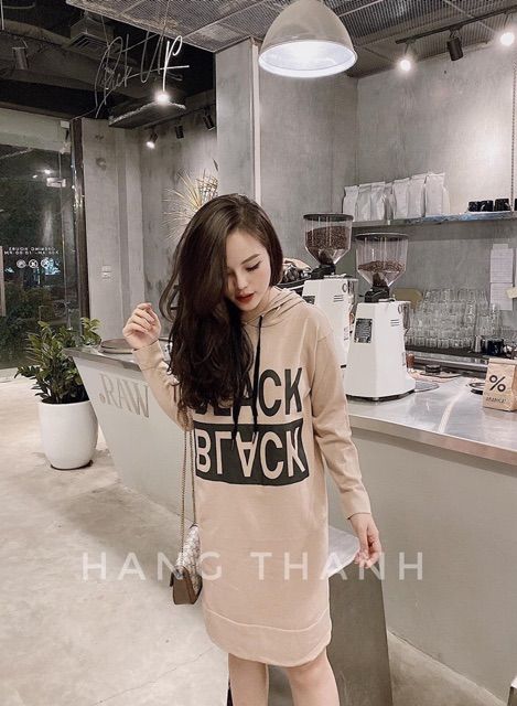 XẢ VÁY SUÔNG NỮ HOODIE BLACK - VAY26