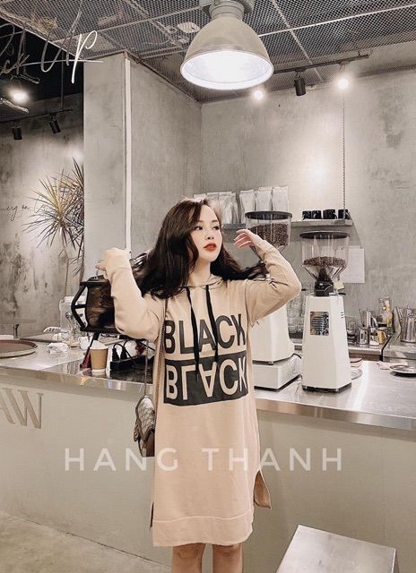 XẢ VÁY SUÔNG NỮ HOODIE BLACK - VAY26