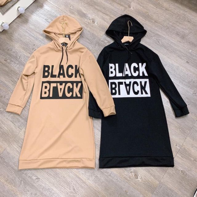 XẢ VÁY SUÔNG NỮ HOODIE BLACK - VAY26