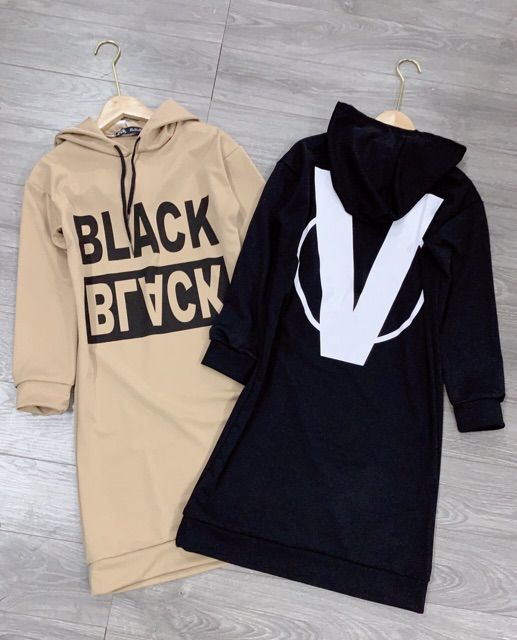 XẢ VÁY SUÔNG NỮ HOODIE BLACK - VAY26