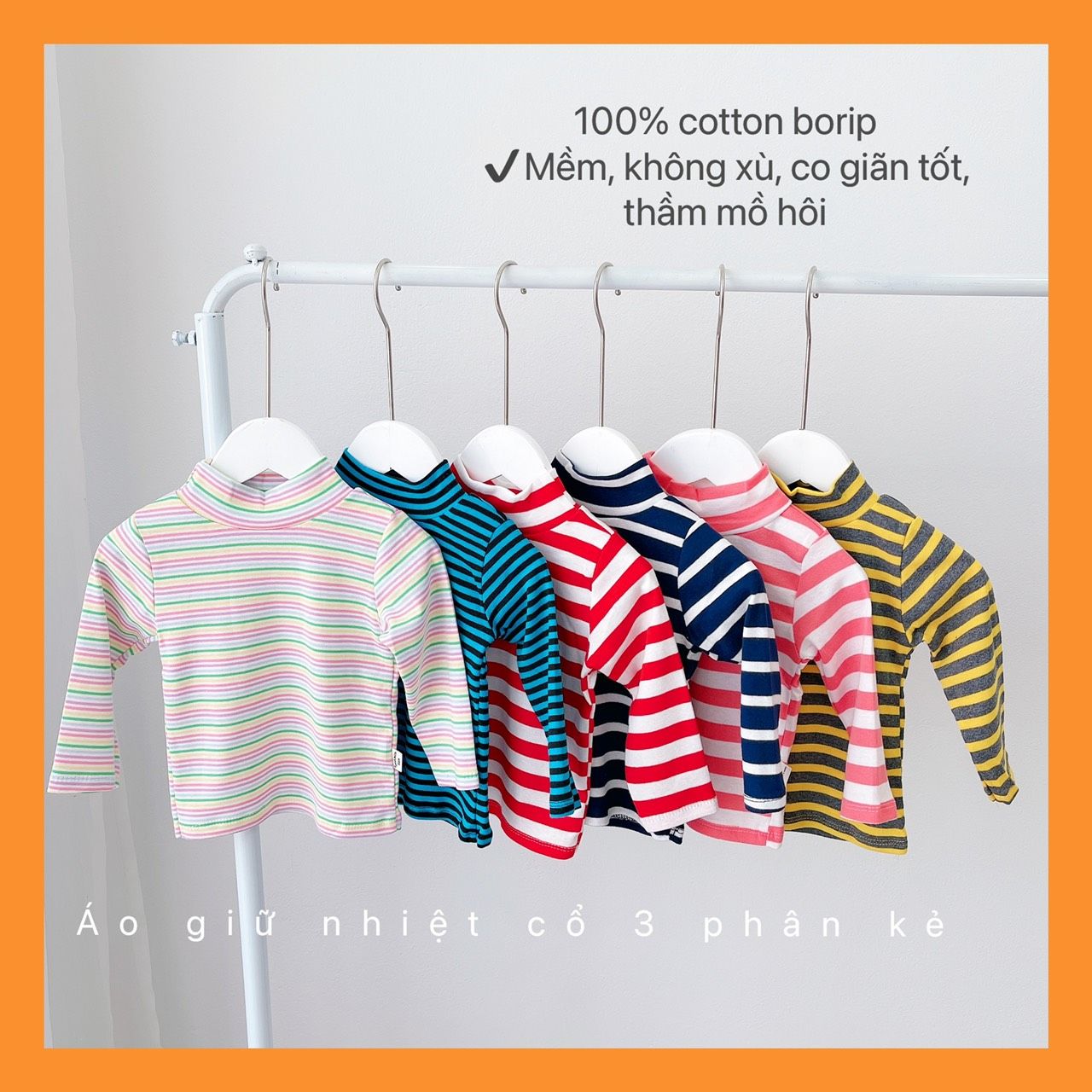 XẢ ÁO KẺ CỔ 3 PHÂN CHẤT COTTON BORIP CHO BÉ SIÊU XINH