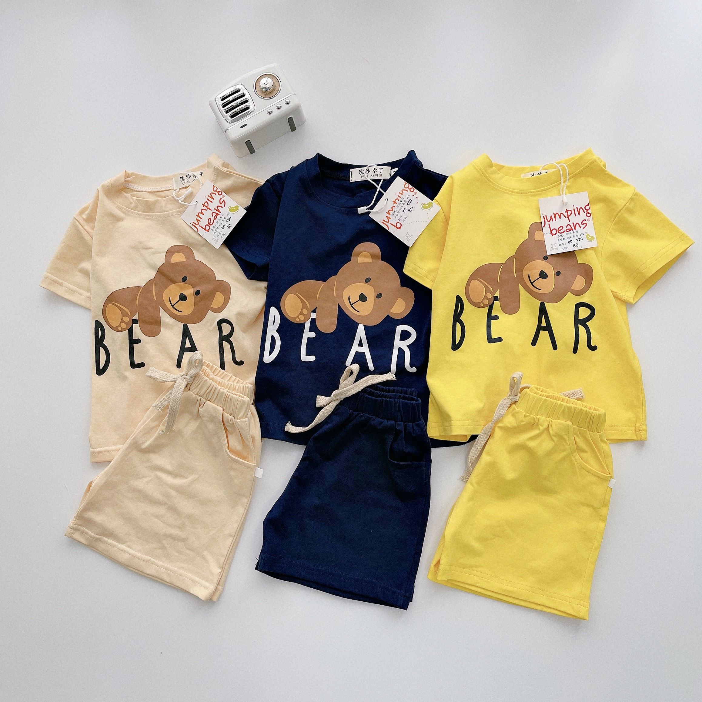 BỘ GẤU BEAR 3 MÀU CHO BÉ CHẤT COTTON TÀU SIÊU ĐẸP