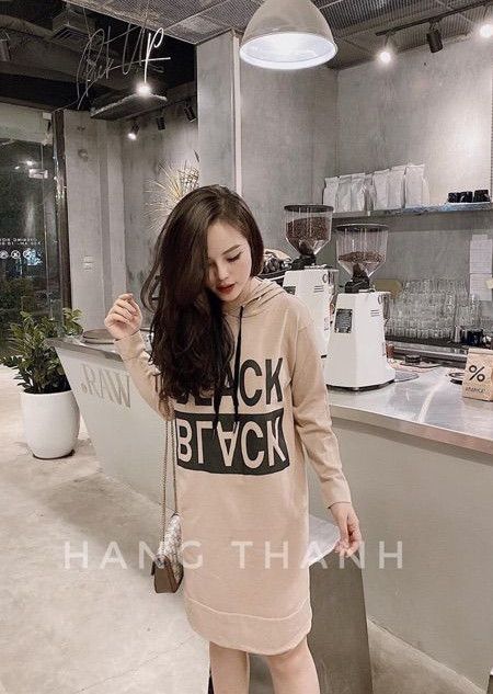 XẢ VÁY SUÔNG NỮ HOODIE BLACK - VAY26