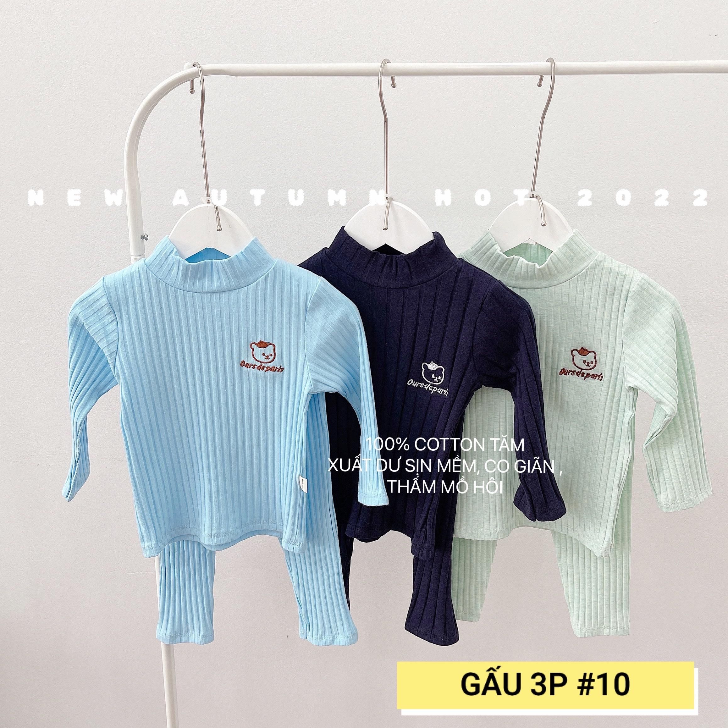 1 RI ĐỦ SIZE SET 3 BỘ CỔ 3 PHÂN THÊU GẤU