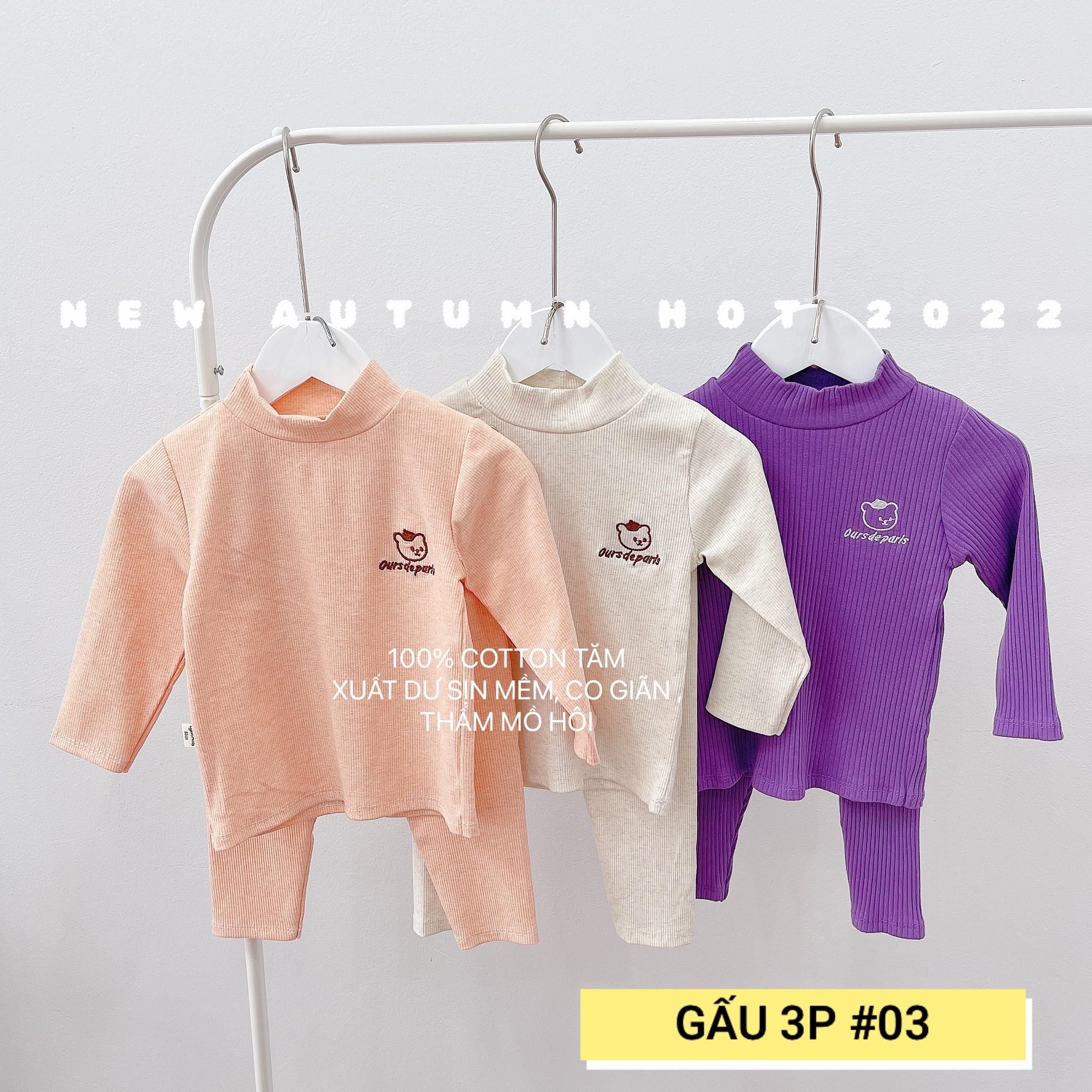 1 RI ĐỦ SIZE SET 3 BỘ CỔ 3 PHÂN THÊU GẤU