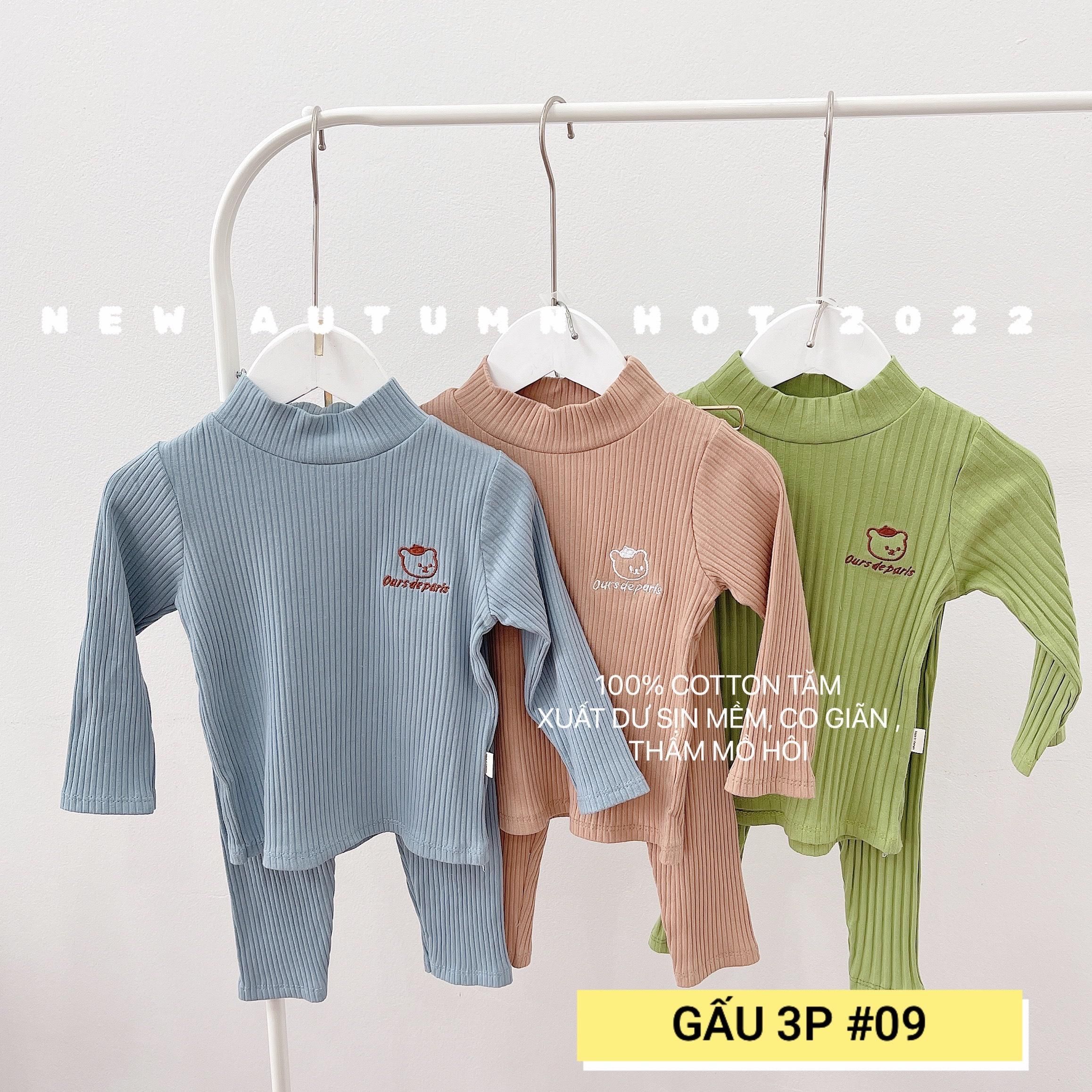 1 RI ĐỦ SIZE SET 3 BỘ CỔ 3 PHÂN THÊU GẤU