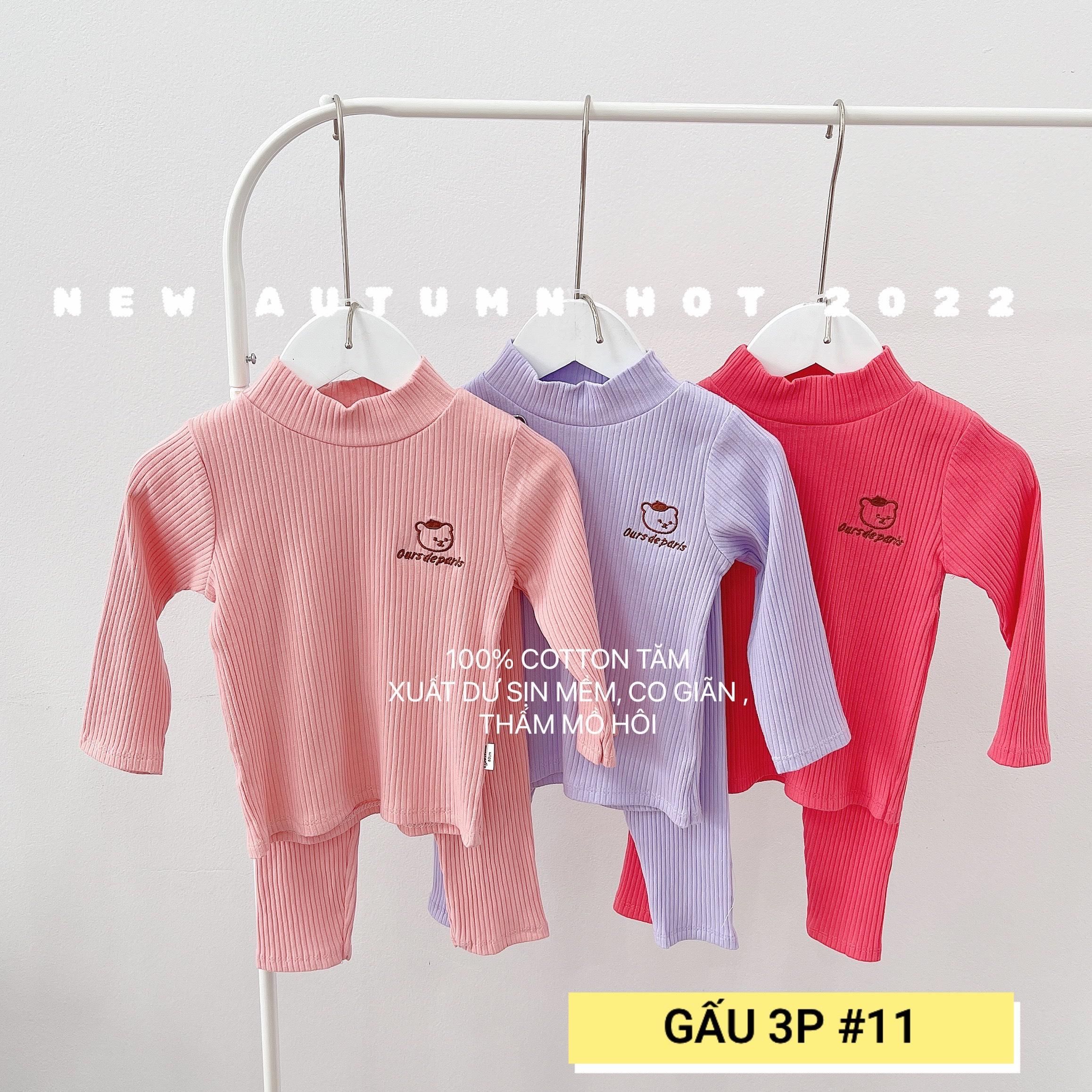 1 RI ĐỦ SIZE SET 3 BỘ CỔ 3 PHÂN THÊU GẤU