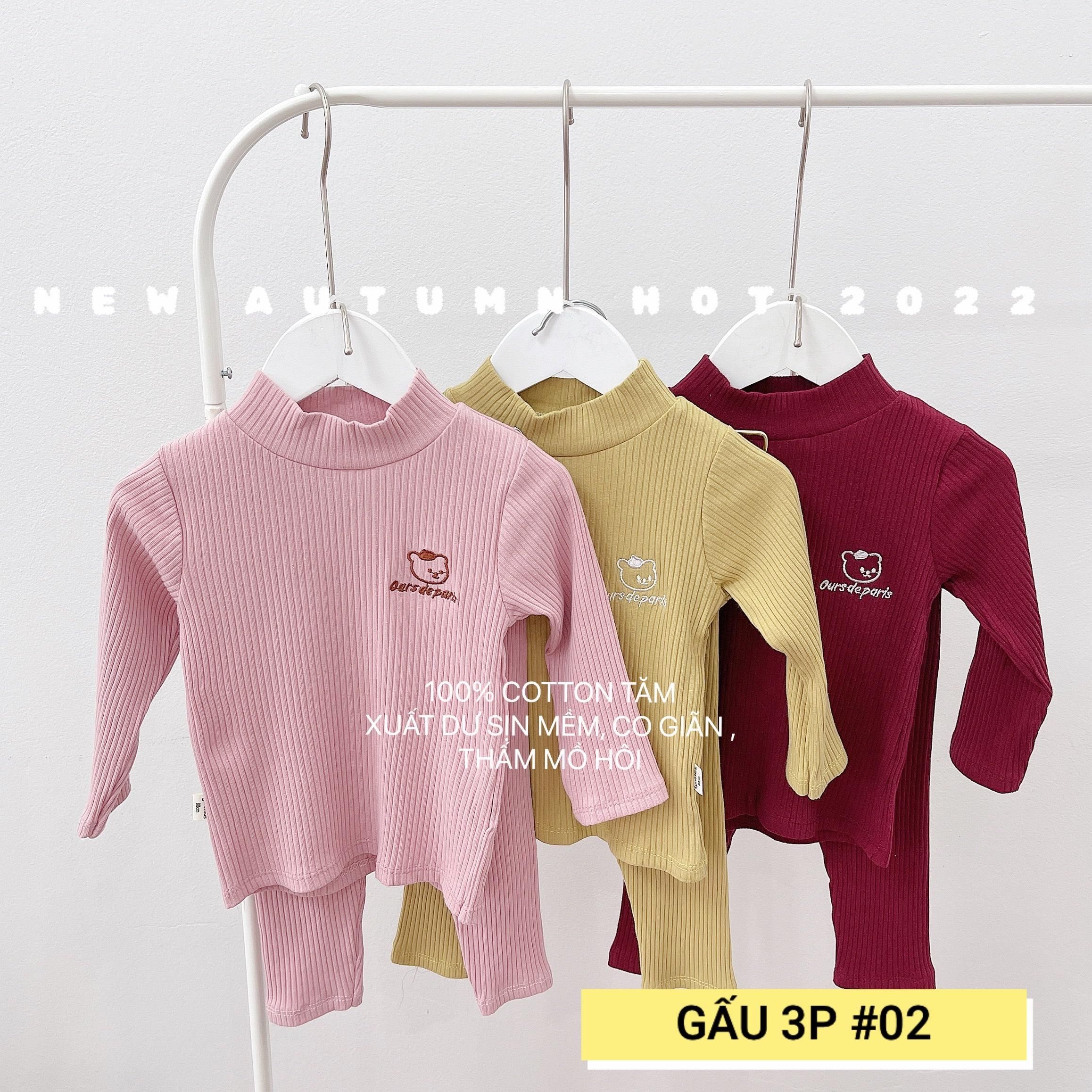 1 RI ĐỦ SIZE SET 3 BỘ CỔ 3 PHÂN THÊU GẤU