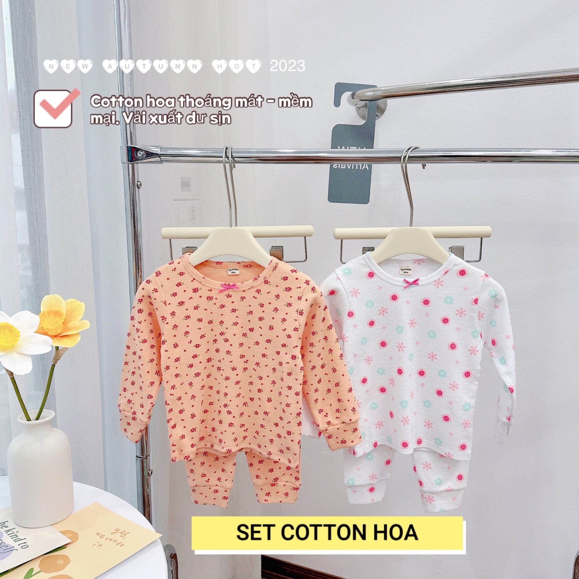 SET 2 BỘ COTTON HOA DÀI TAY