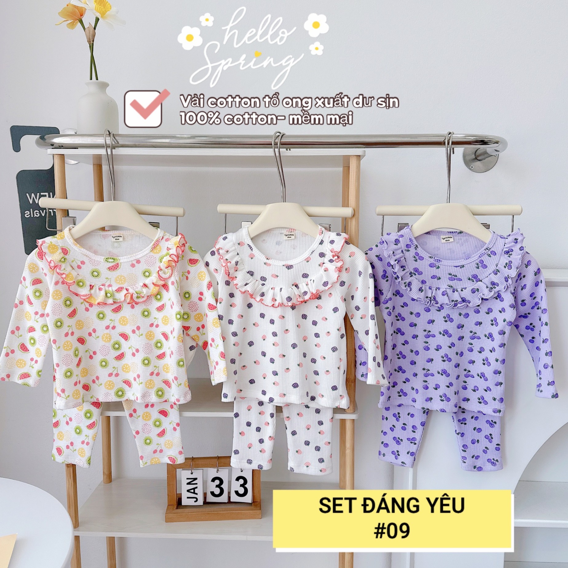 1 RI ĐỦ SIZE SET 3 BỘ BÉ GÁI