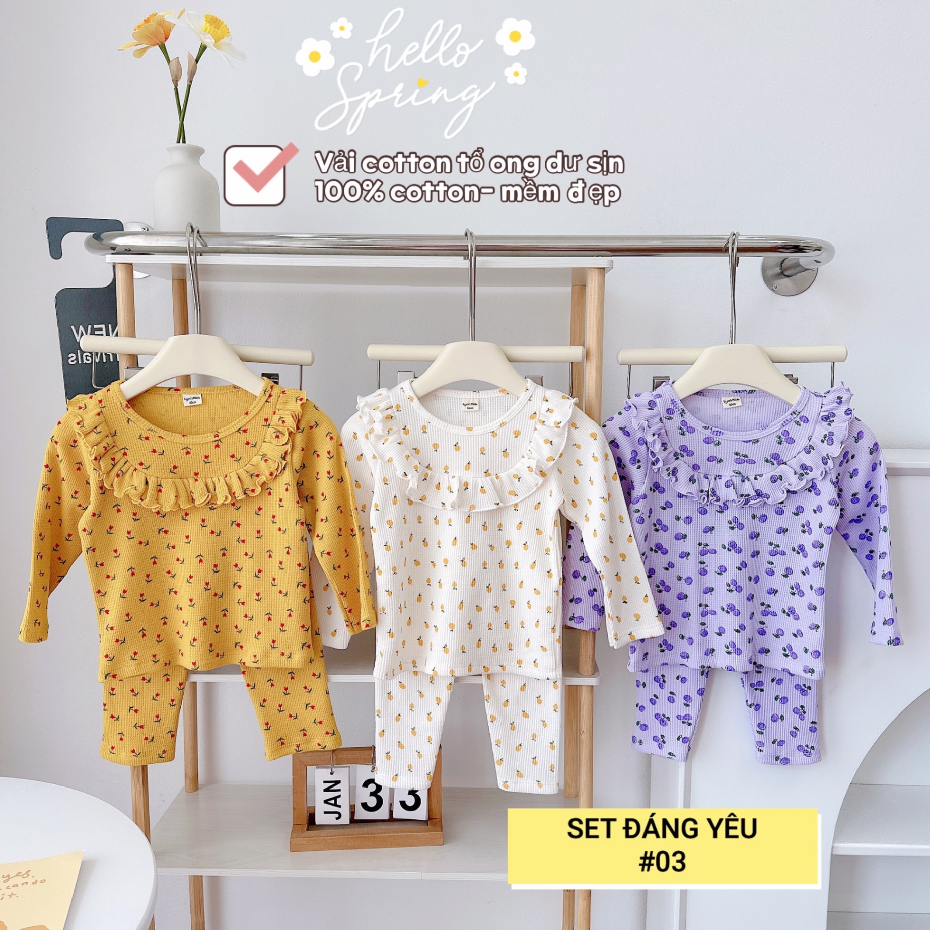 1 RI ĐỦ SIZE SET 3 BỘ BÉ GÁI