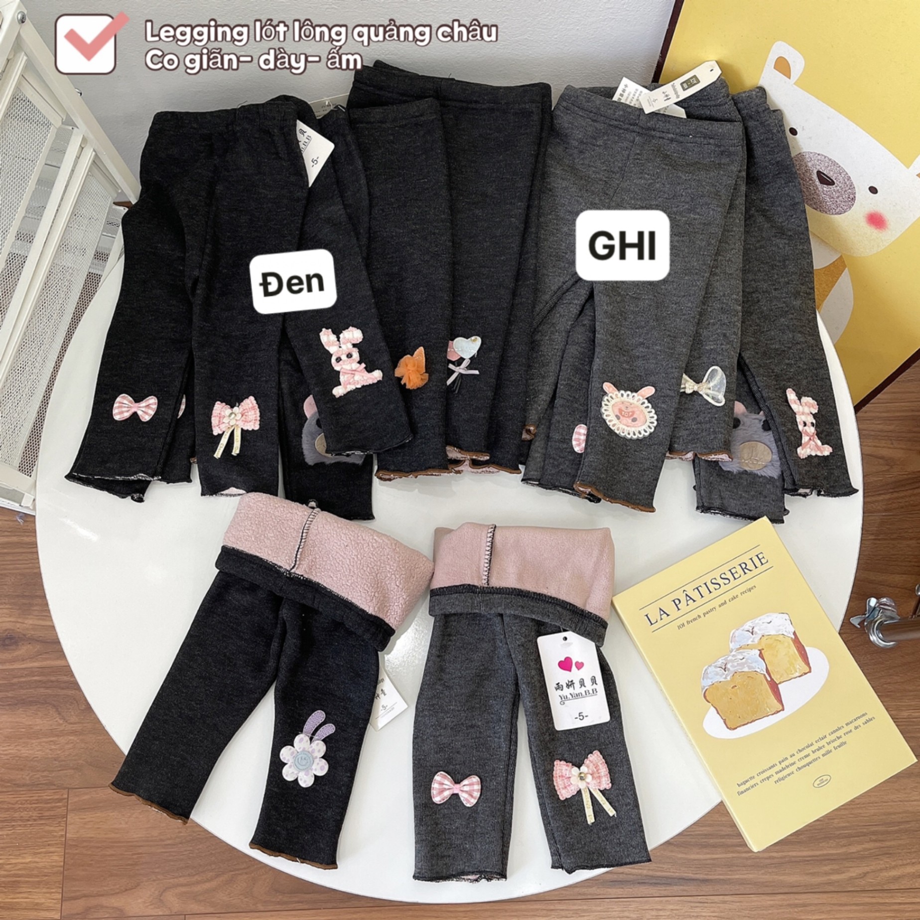 QUẦN LEGGING LÓT LÔNG QC ĐÍNH PHỤ KIỆN BÉ GÁI