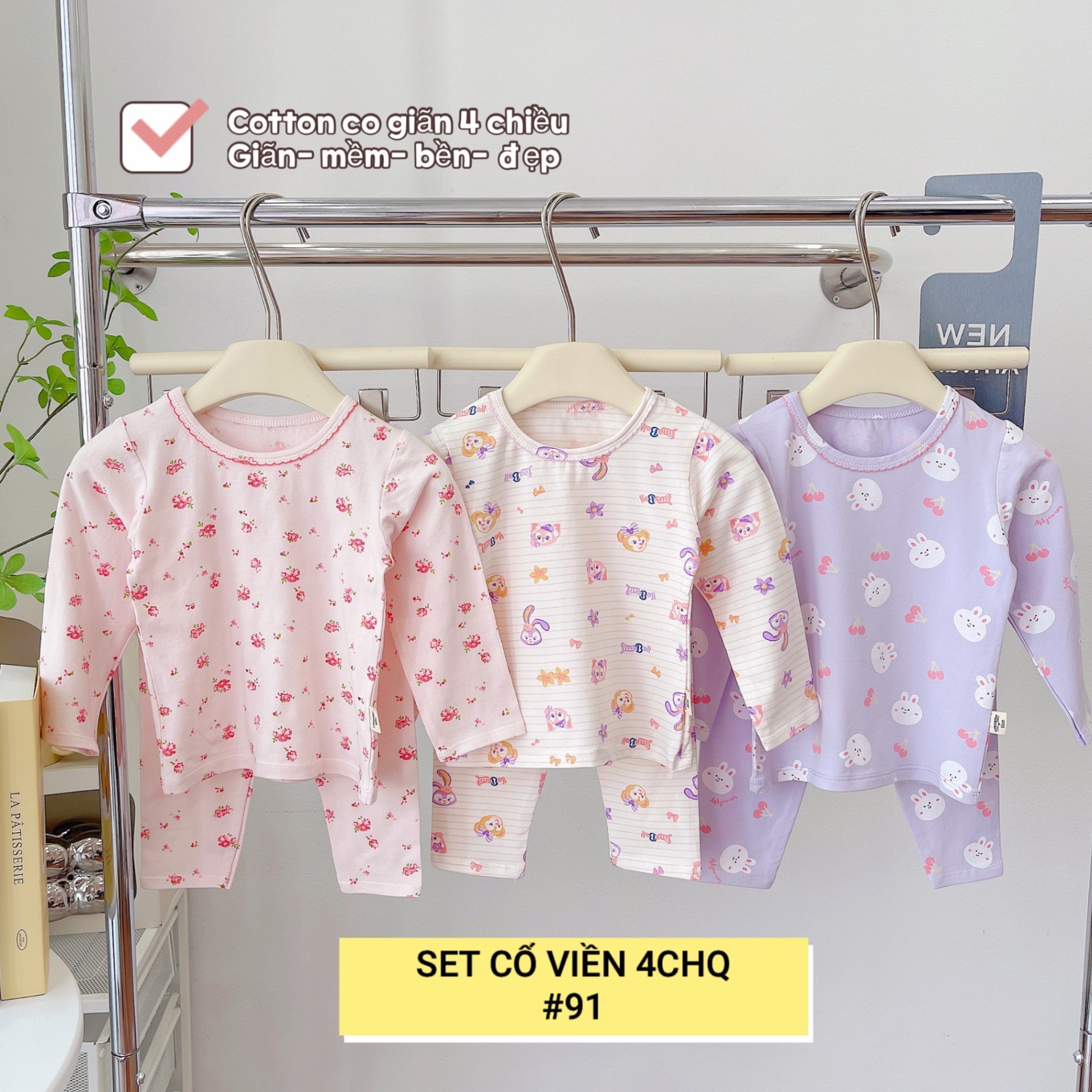 SET 3 BỘ VIỀN CỔ 4C CHO BÉ GÁI