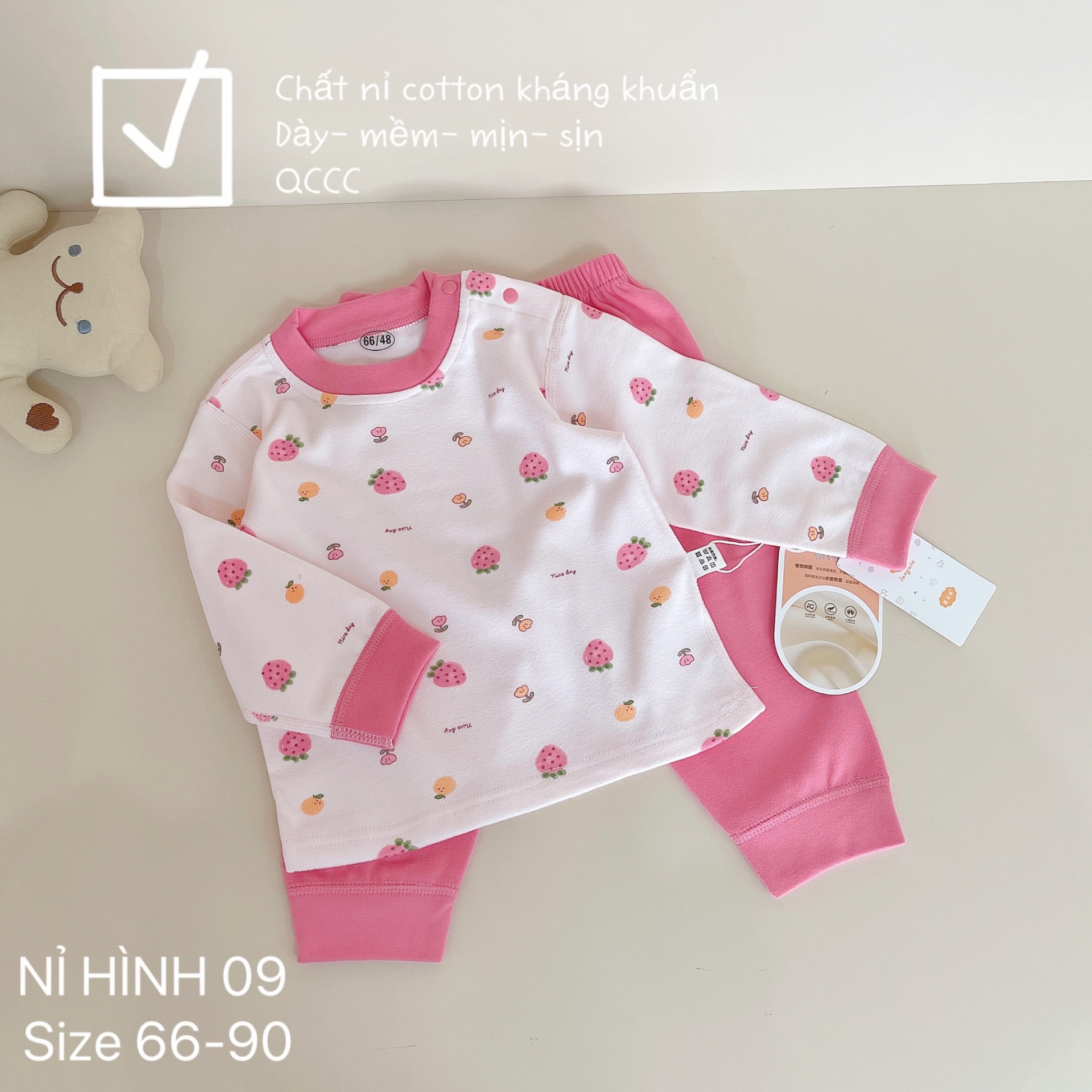 BÔ NỈ HÌNH COTTON KHÁNG KHUẨN QCCC BÉ GÁI