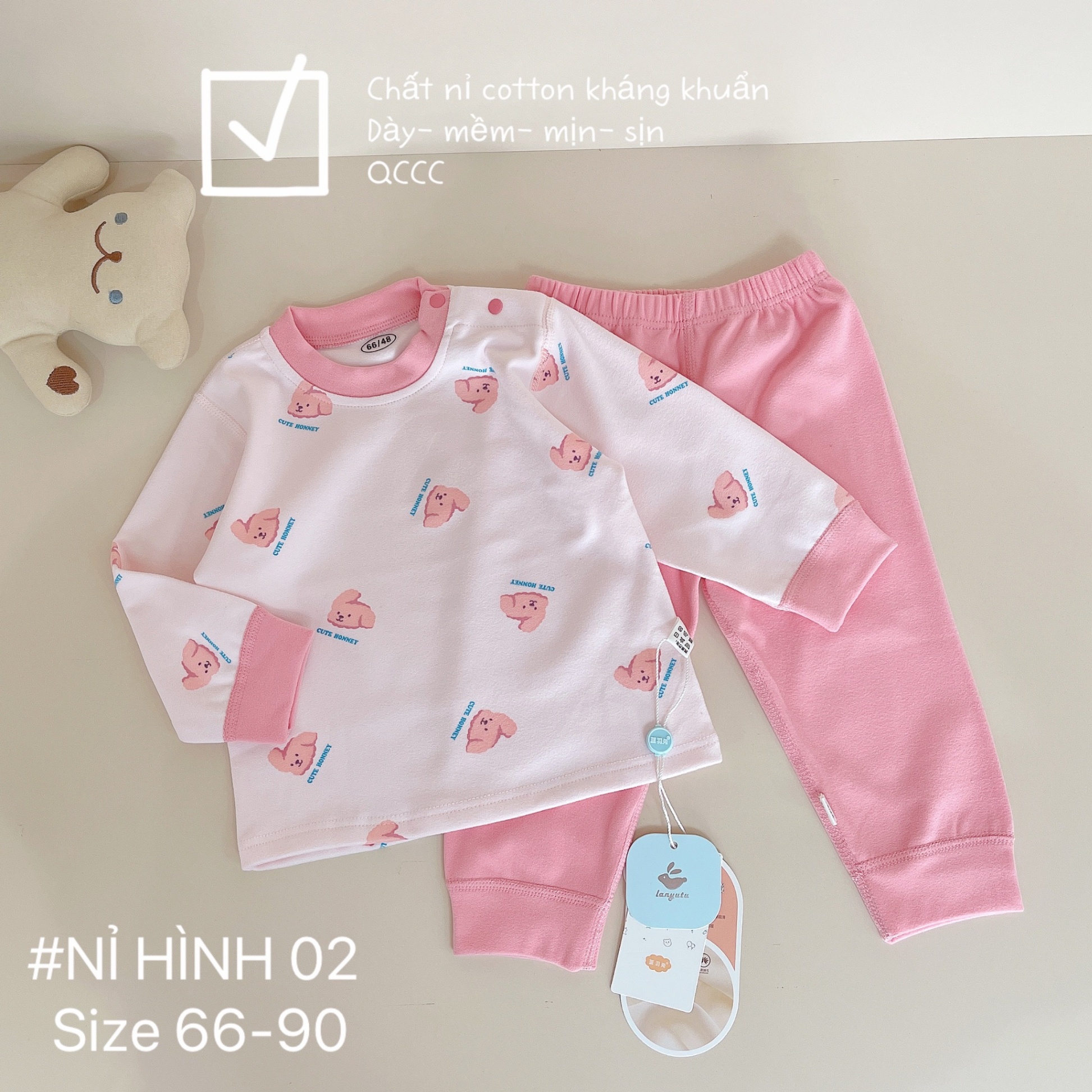 BÔ NỈ HÌNH COTTON KHÁNG KHUẨN QCCC BÉ GÁI