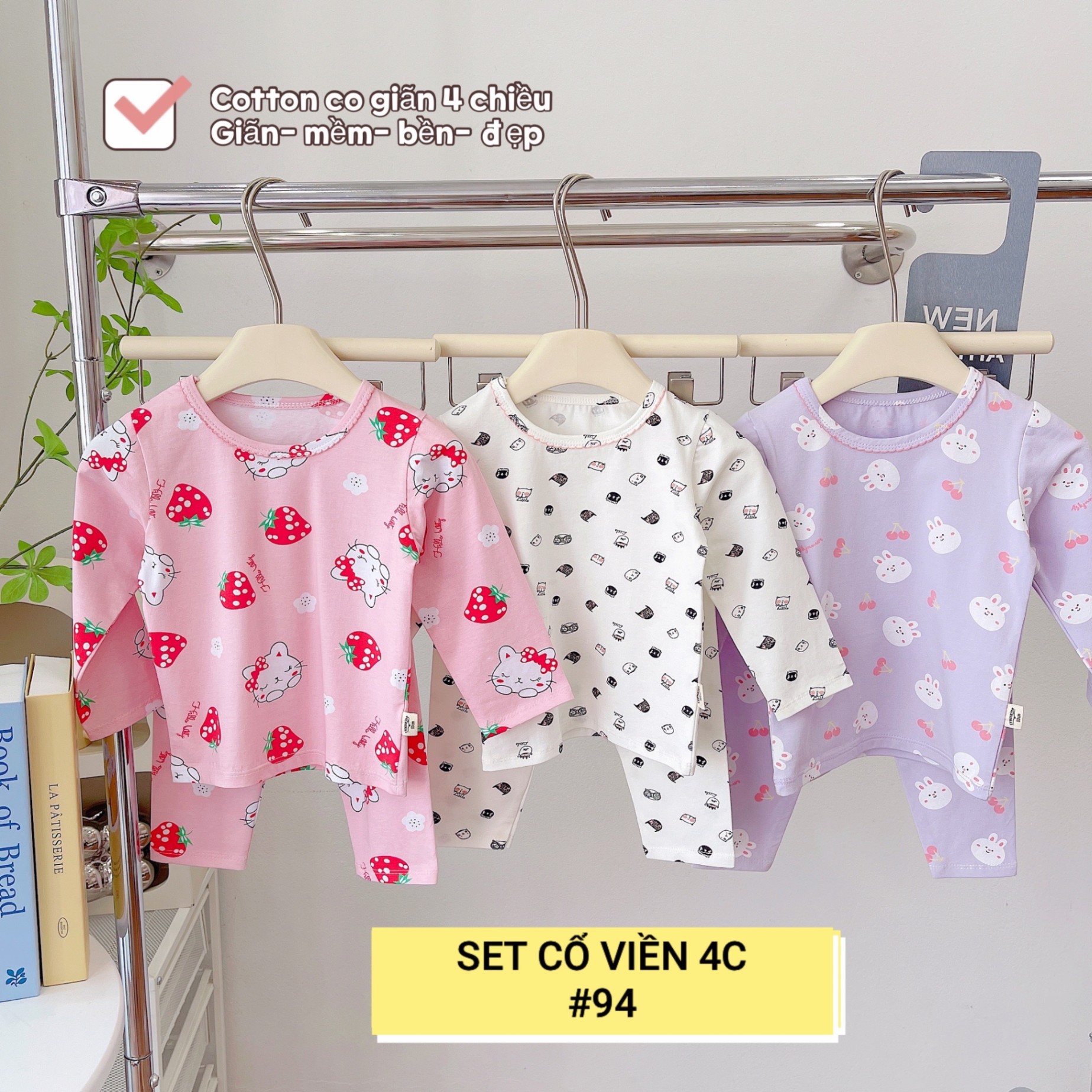 SET 3 BỘ VIỀN CỔ 4C CHO BÉ GÁI