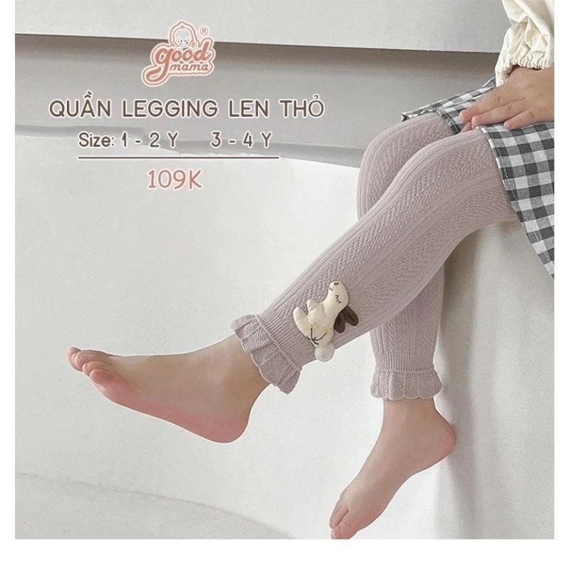 QUẦN LEGGING LEN ĐÍNH THỎ BÔNG HÀN QUỐC